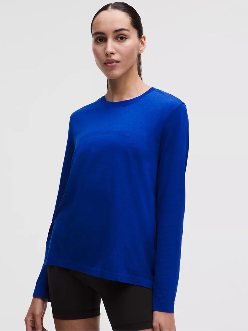 Lululemon Swiftly Relaxed Long Sleeve Clubhouse Blue/Jet Stream Top Size 14 NWT